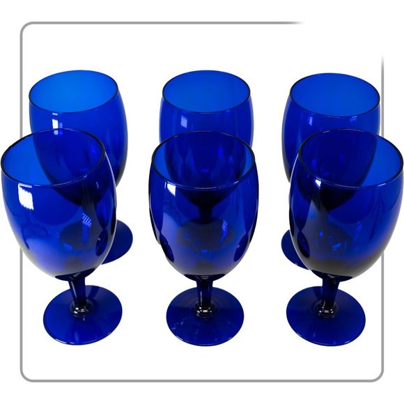Cobalt Blue Glass Goblet (set of 6) - Picture 3 of 3